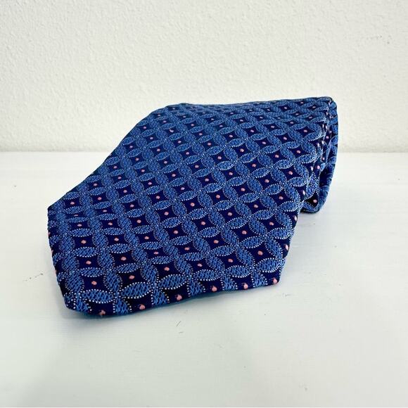 Hart Schaffner Marx Blue Patterned Men's Silk Tie - Picture 1 of 4